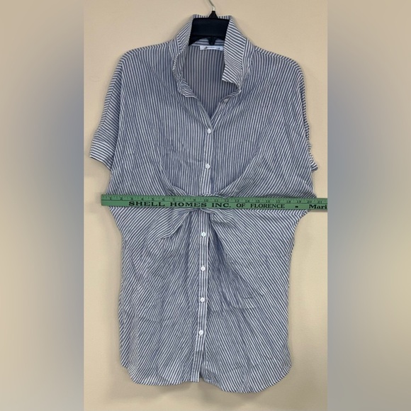 Cupshe Analia Dolman Sleeve Stripe Shirt Collar Oversized Dress - Picture 2 of 8